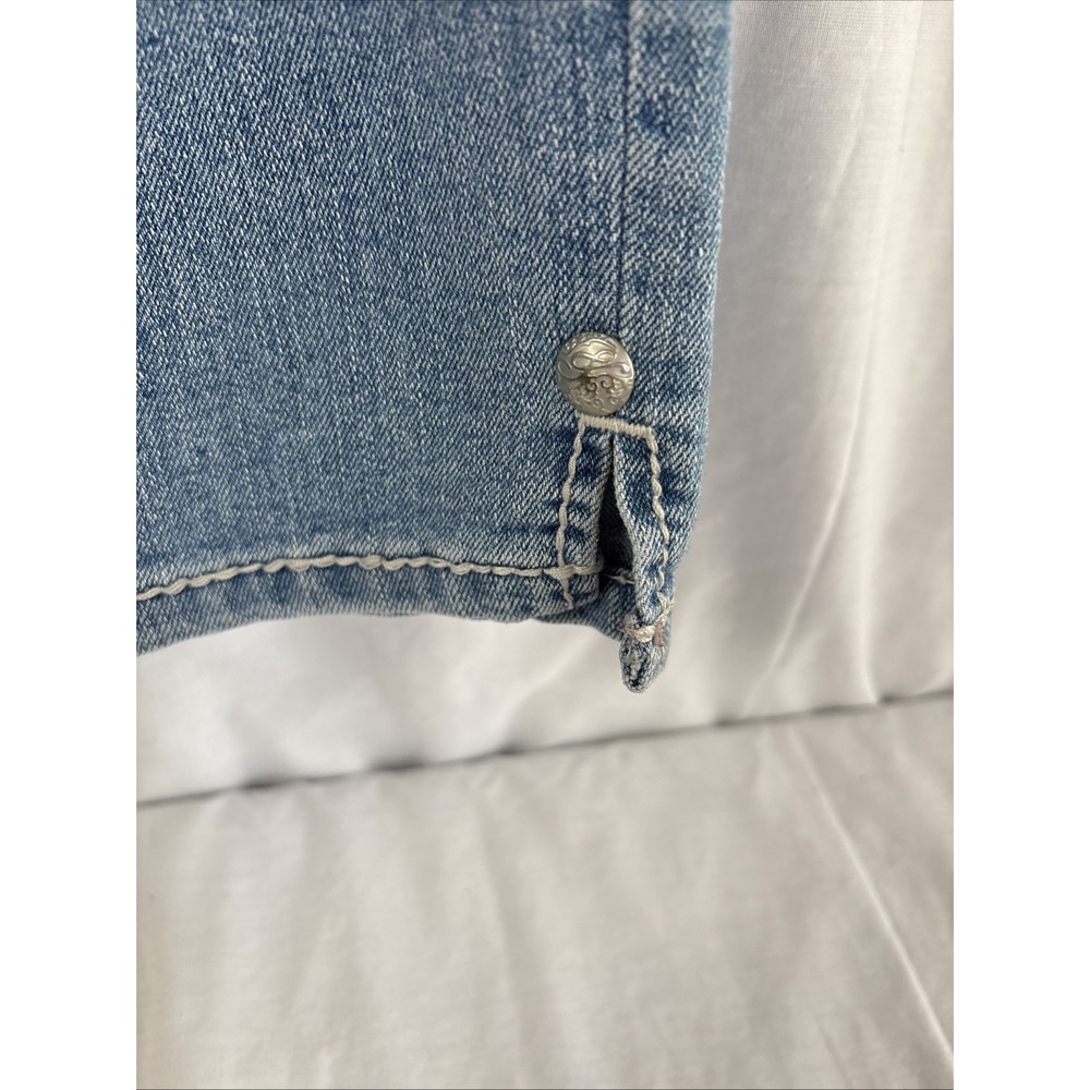 Style & Co Capris Womens Sz 16 Blue Denim w/ Rhinestones & Embroidery On Pockets - Picture 4 of 16